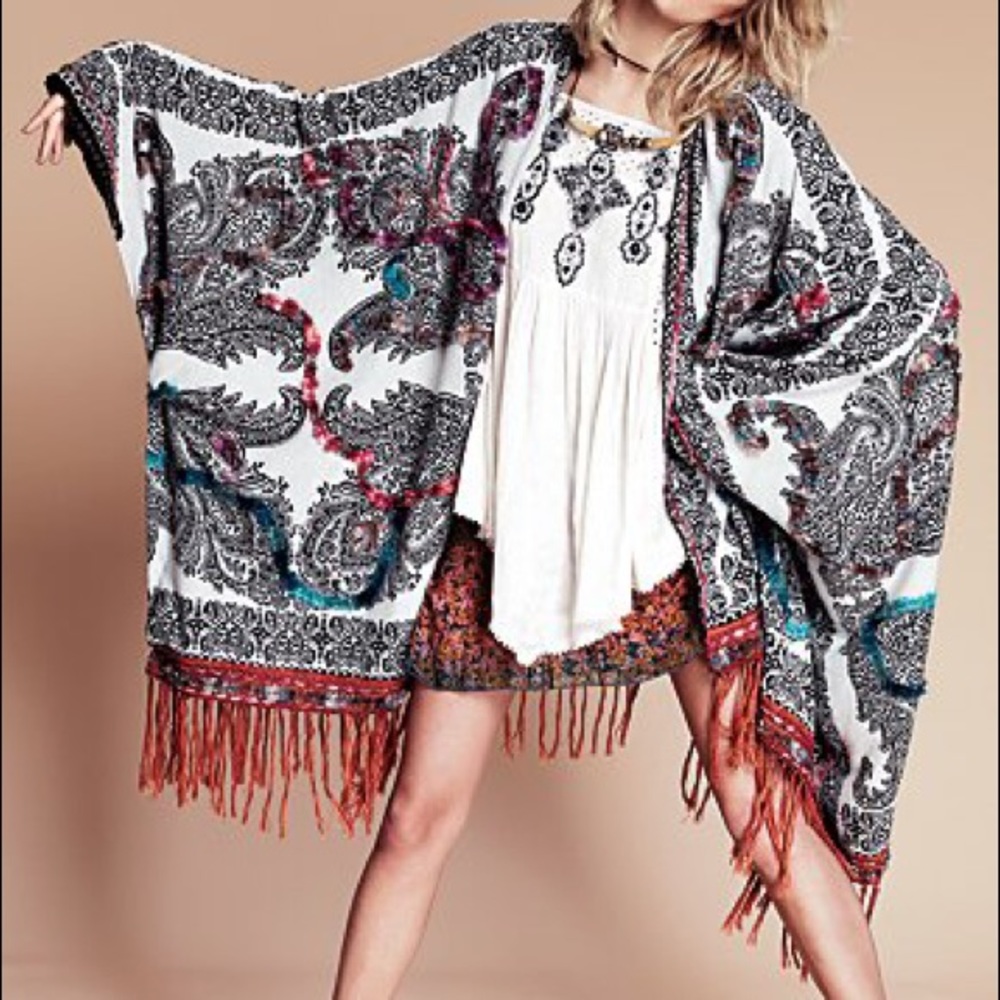 Free People Hendrix Wool Kimono Wrap Cardigan OS